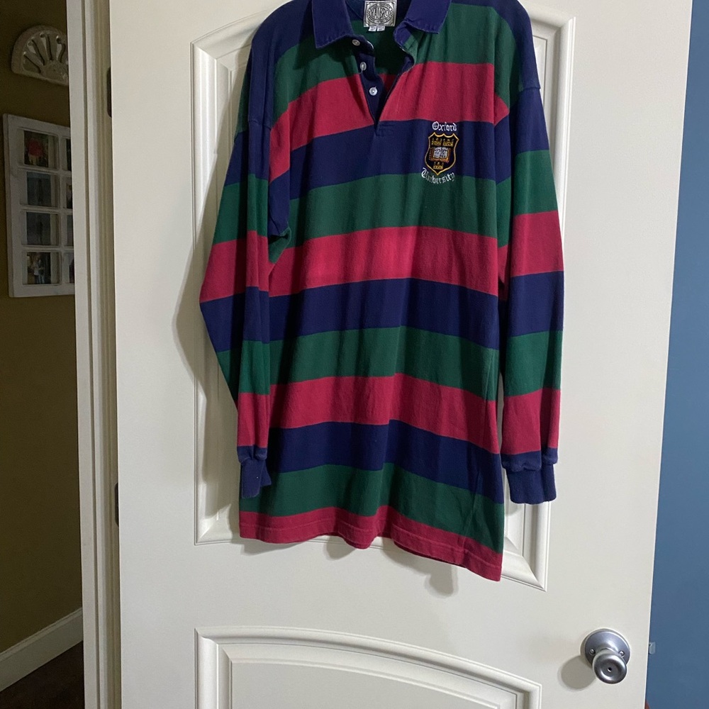 Men’s Vintage 90’s Halbro Rugby Style Striped Long Sleeve